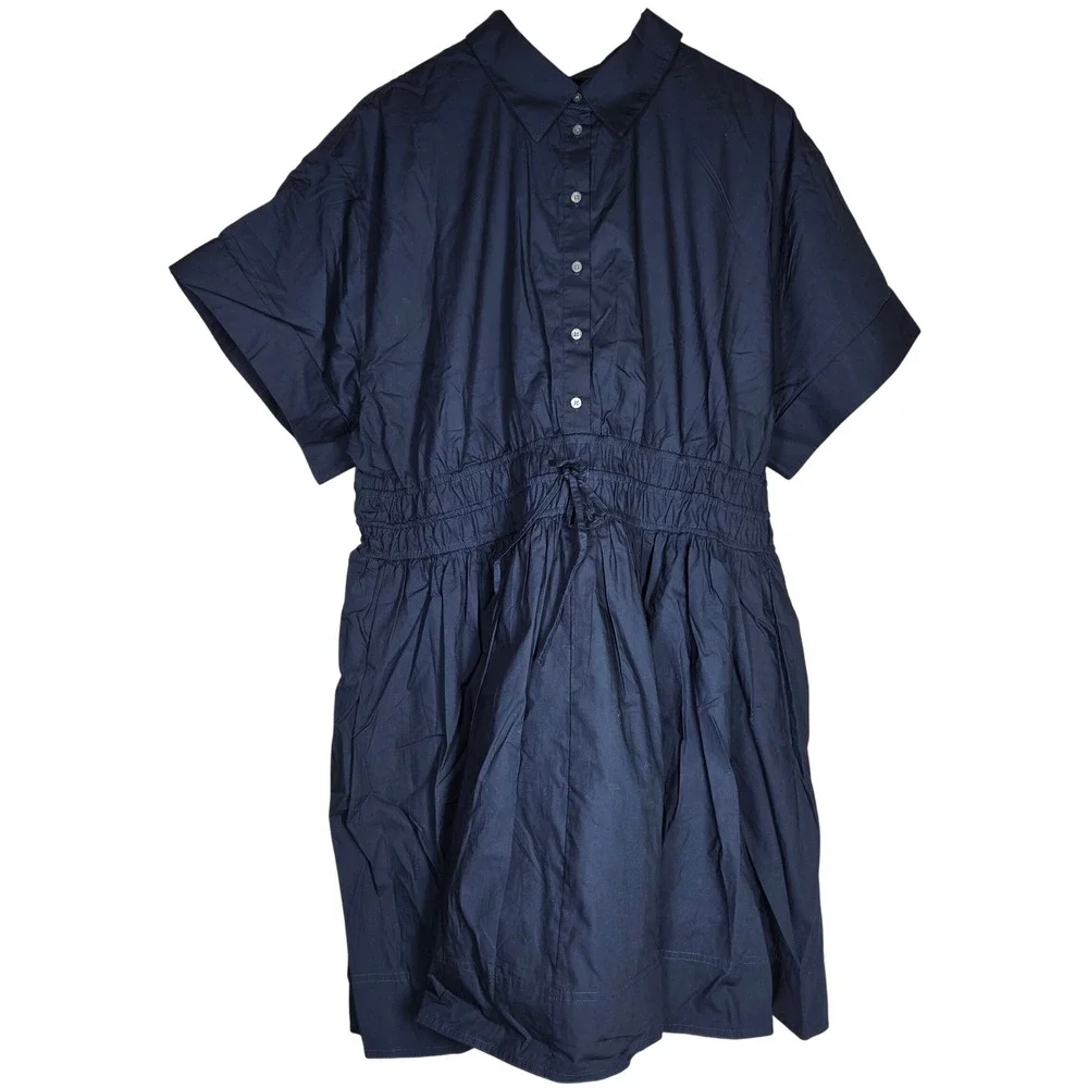 J. Crew Elena mini shirt-dress in cotton‎ poplin Navy CI853 22 NWT